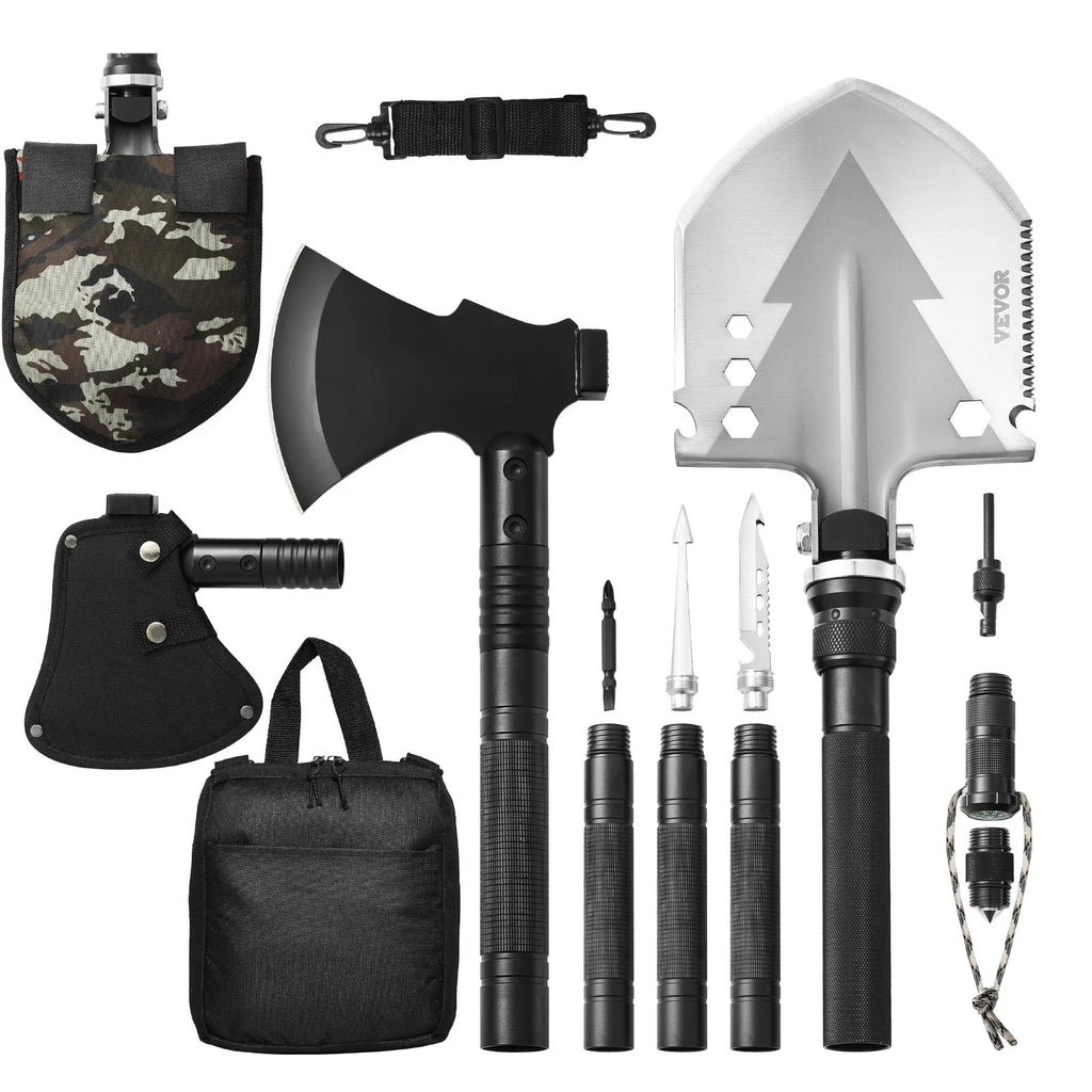 Survival Shovel Survival Axe 16-In-1 Camping Folding Shovels with Hatchet